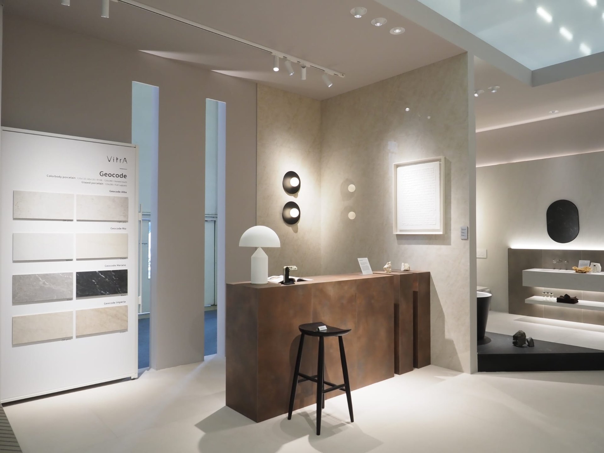 Geocode collection display on the VitrA Tiles stand: VitrA Tiles Reveals "The Code" Concept and New Design Codes at Cersaie Fair