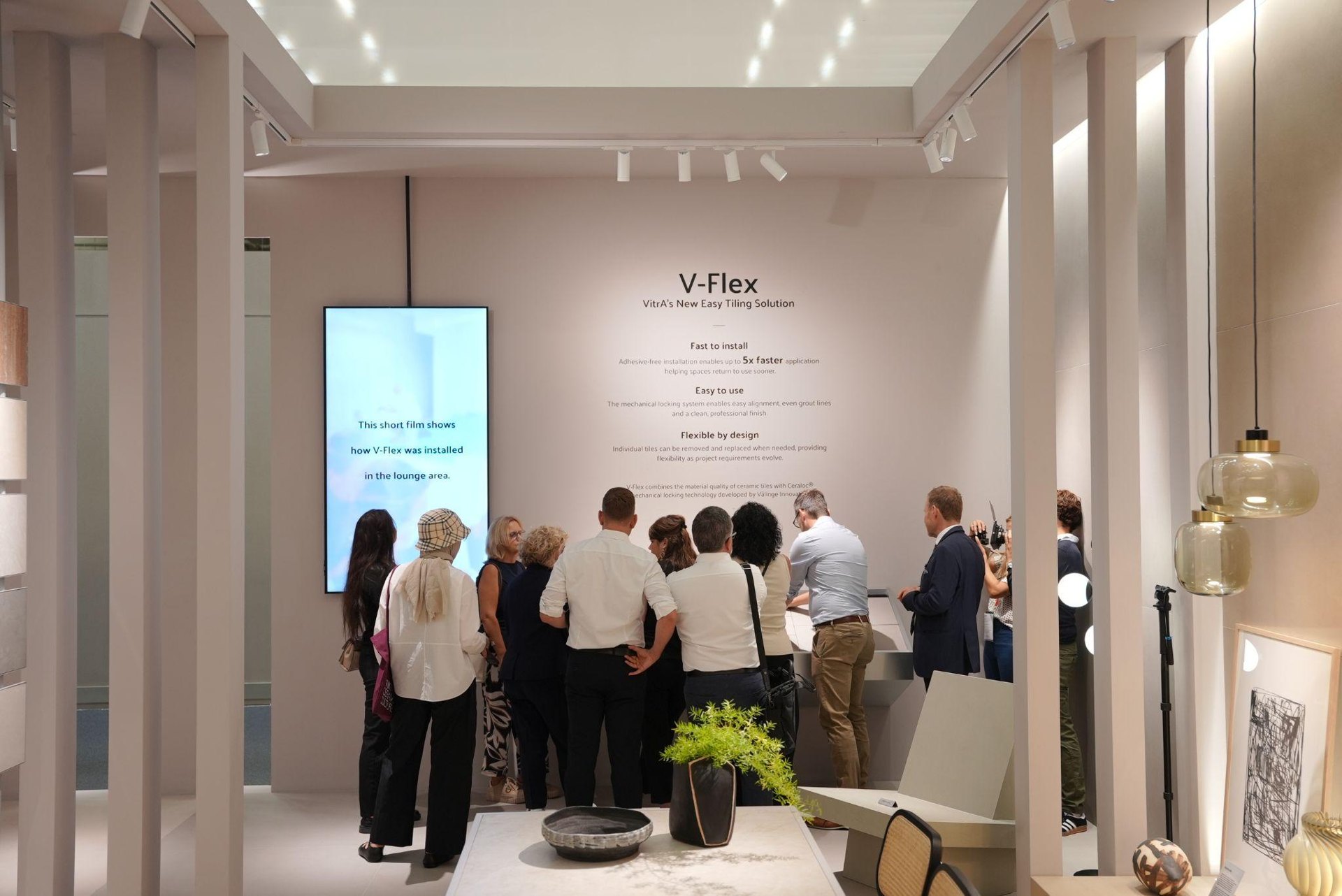 Visitors at the V-Flex installation display: VitrA Tiles Reveals "The Code" Concept and New Design Codes at Cersaie Fair
